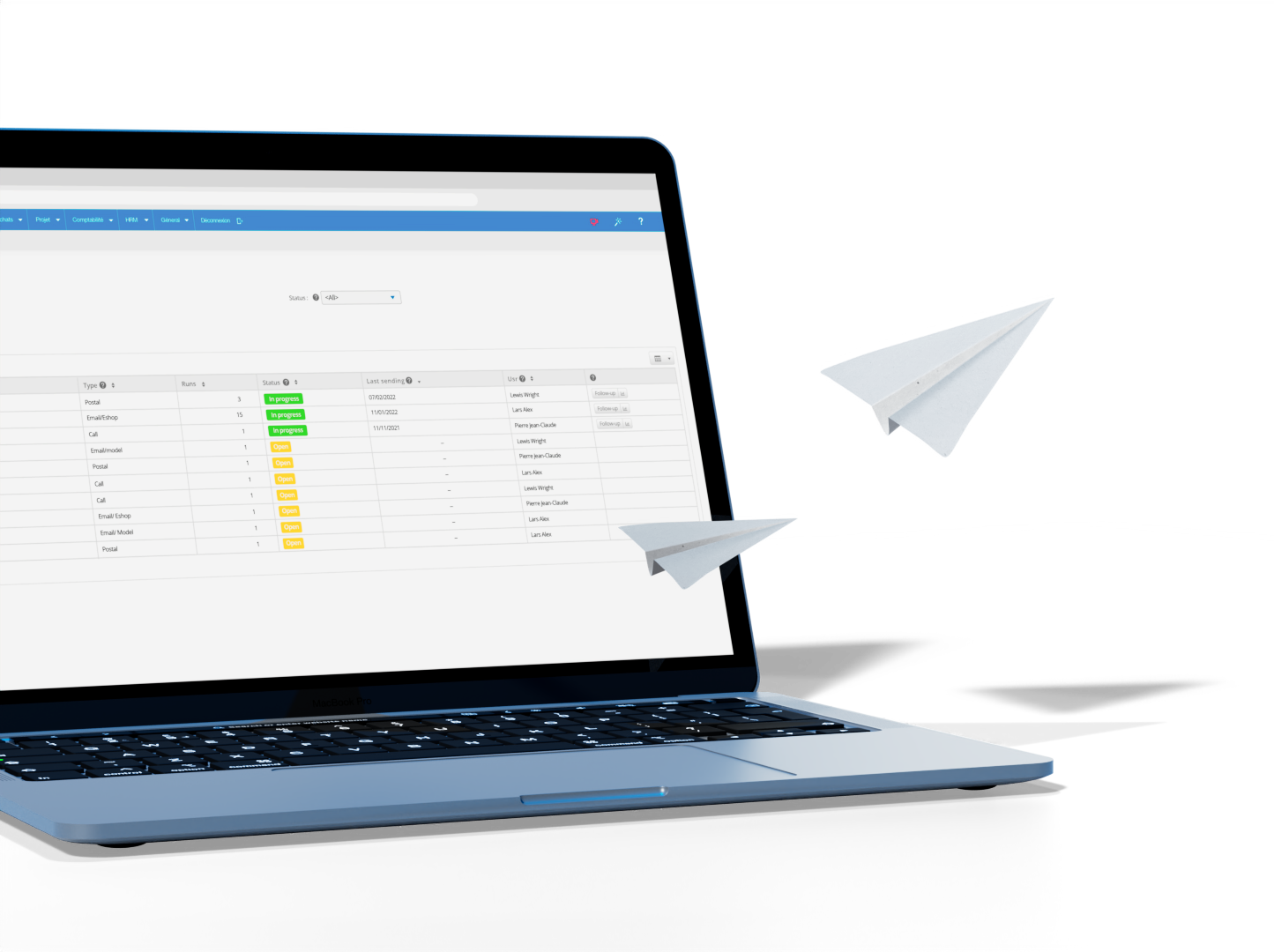 Ordinateur portable avec avions
